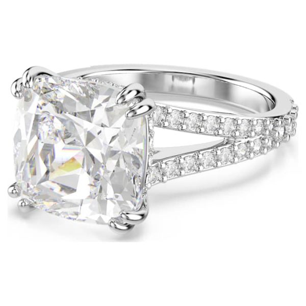 Stilla cocktail ring Square cut, Pavé, White, Rhodium plated - Image 2