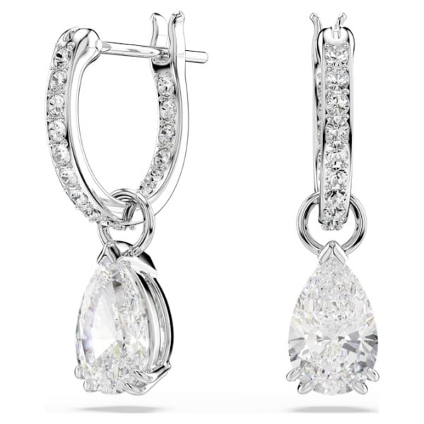 Stilla drop earrings Pear cut, Round cut, White, Rhodium plated - Image 2