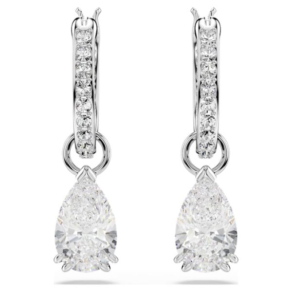 Stilla drop earrings Pear cut, Round cut, White, Rhodium plated - Image 3