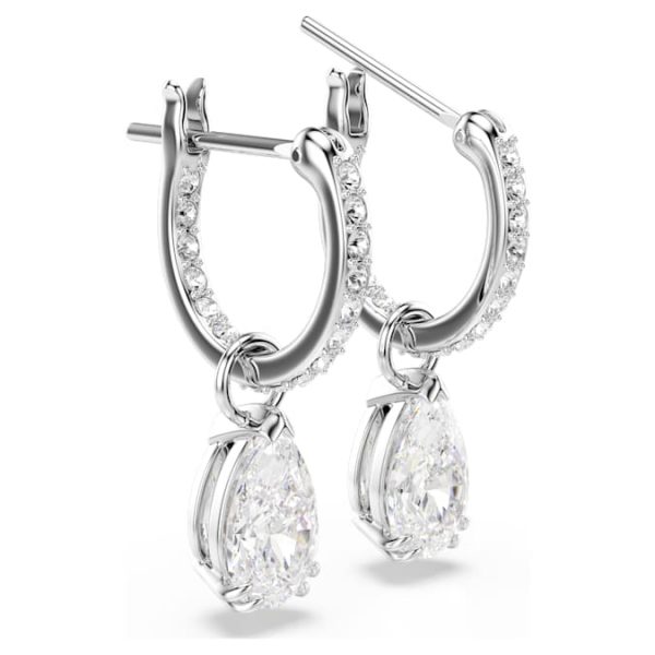 Stilla drop earrings Pear cut, Round cut, White, Rhodium plated - Image 4