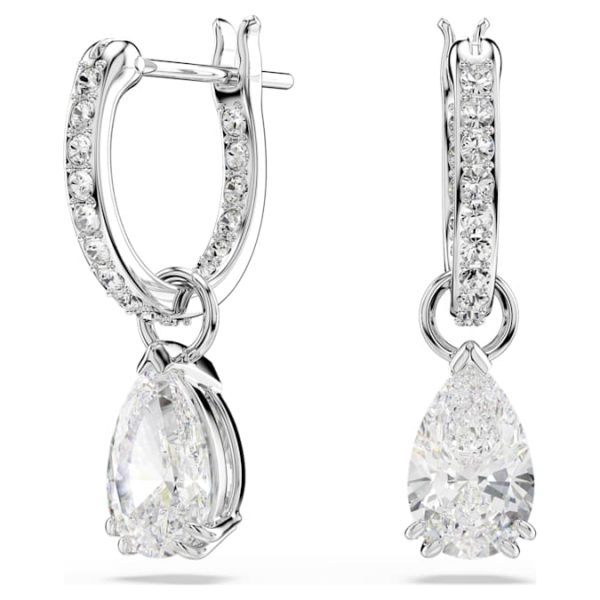 Stilla drop earrings Pear cut, Round cut, White, Rhodium plated - Image 6