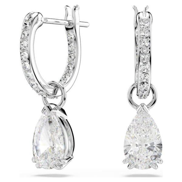 Stilla drop earrings Pear cut, Round cut, White, Rhodium plated - Image 7