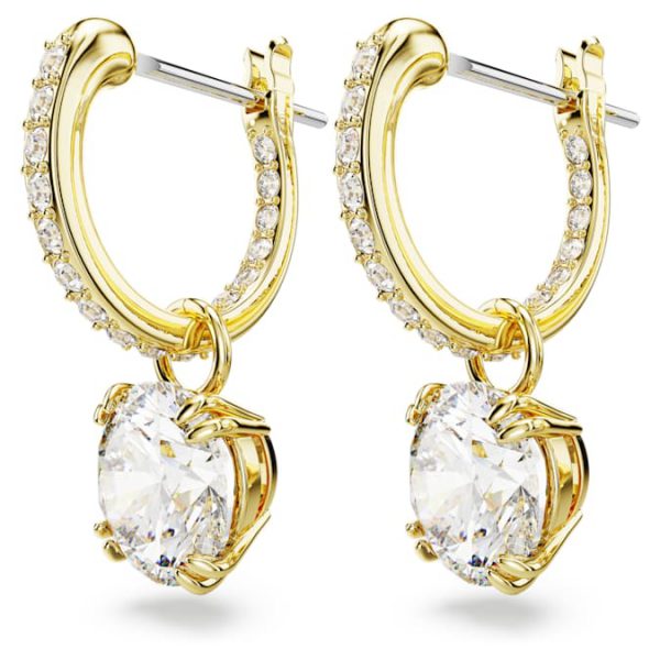 Stilla drop earrings Round cut, White, Gold-tone plated - Image 4