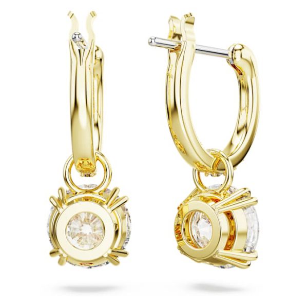 Stilla drop earrings Round cut, White, Gold-tone plated - Image 5