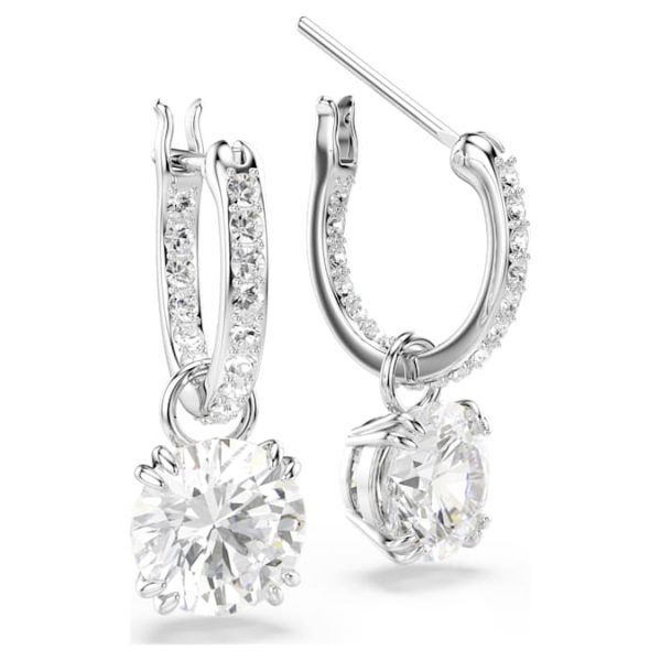 Stilla drop earrings Round cut, White, Rhodium plated - Image 4