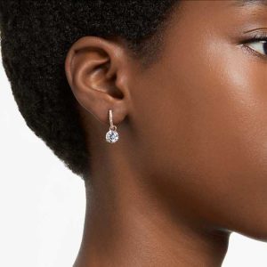 Stilla drop earrings Round cut, White, Rose gold-tone plated