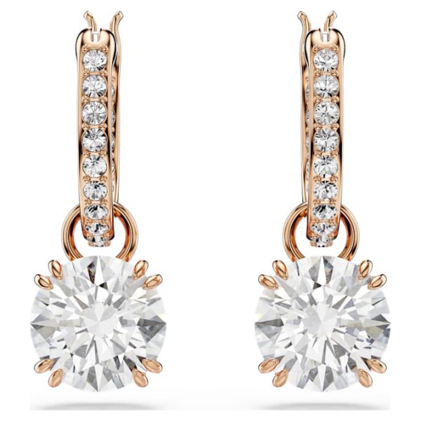 Stilla drop earrings Round cut, White, Rose gold-tone plated - Image 3