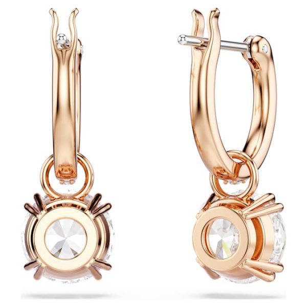 Stilla drop earrings Round cut, White, Rose gold-tone plated - Image 5