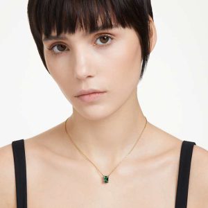 Stilla pendant Rectangular cut, Green, Gold-tone plated