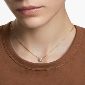 Stilla pendant Round cut, White, Gold-tone plated