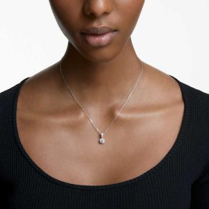Stilla pendant Round cut, White, Rhodium plated