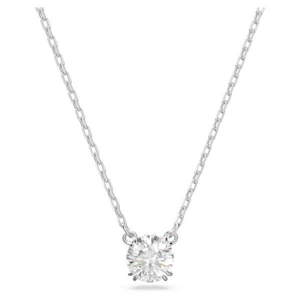 Stilla pendant Round cut, White, Rhodium plated - Image 2