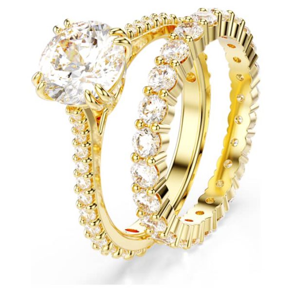 Stilla ring Set (2), Round cut, White, Gold-tone plated - Image 3