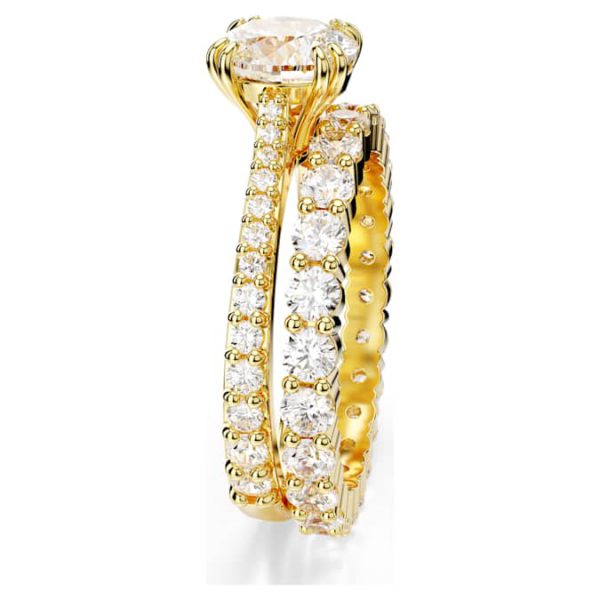Stilla ring Set (2), Round cut, White, Gold-tone plated - Image 4