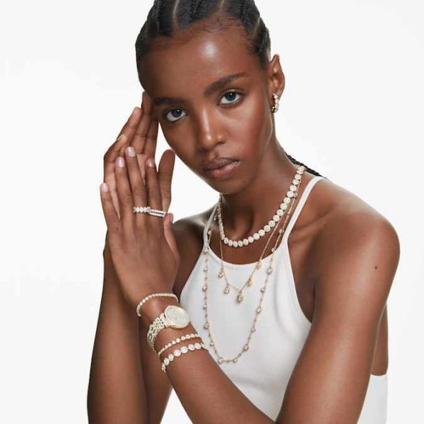 Stilla ring Set (2), Round cut, White, Gold-tone plated - Image 8