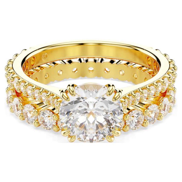 Stilla ring Set (2), Round cut, White, Gold-tone plated - Image 2