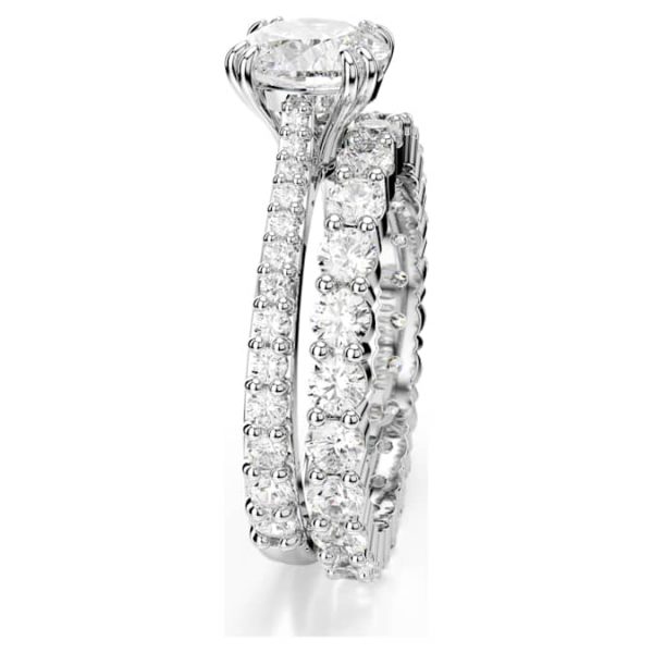 Stilla ring Set (2), Round cut, White, Rhodium plated - Image 4