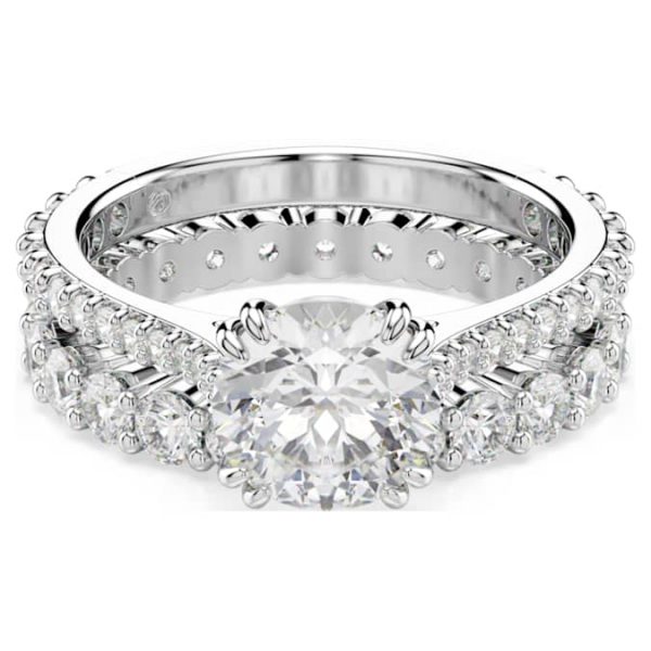 Stilla ring Set (2), Round cut, White, Rhodium plated - Image 8