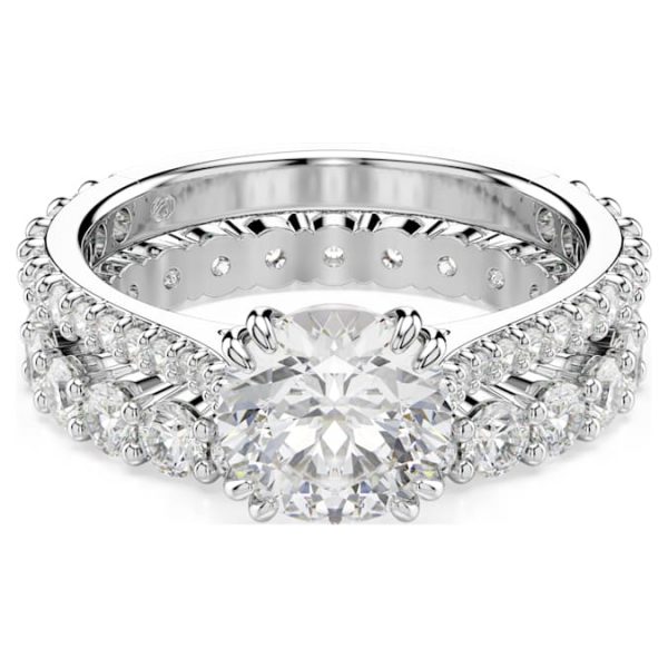 Stilla ring Set (2), Round cut, White, Rhodium plated - Image 2