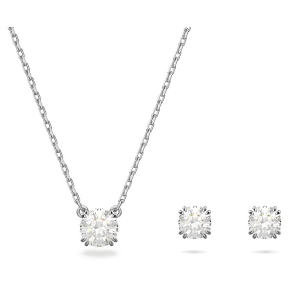 Stilla set Round cut, White, Rhodium plated - Image 2