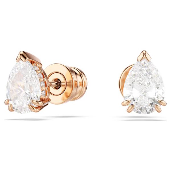 Stilla stud earrings Pear cut, White, Rose gold-tone plated - Image 2