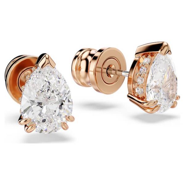 Stilla stud earrings Pear cut, White, Rose gold-tone plated - Image 3