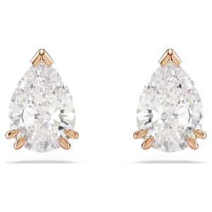 Stilla stud earrings Pear cut, White, Rose gold-tone plated