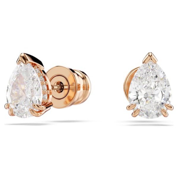 Stilla stud earrings Pear cut, White, Rose gold-tone plated - Image 5