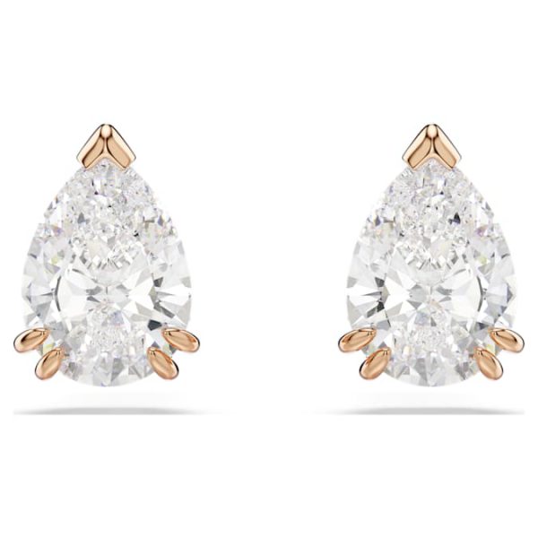 Stilla stud earrings Pear cut, White, Rose gold-tone plated