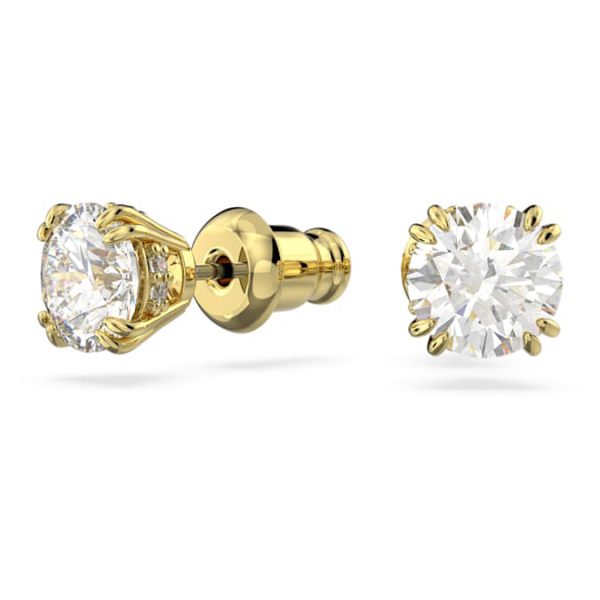 Stilla stud earrings Round cut, White, Gold-tone plated - Image 3