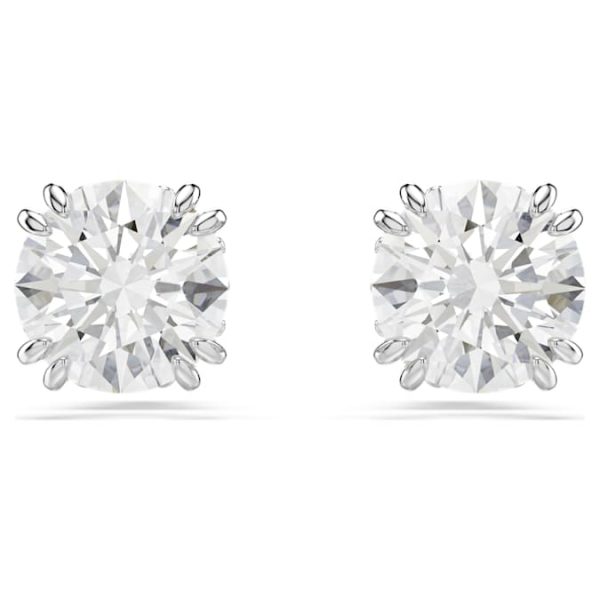 Stilla stud earrings Round cut, White, Rhodium plated - Image 2
