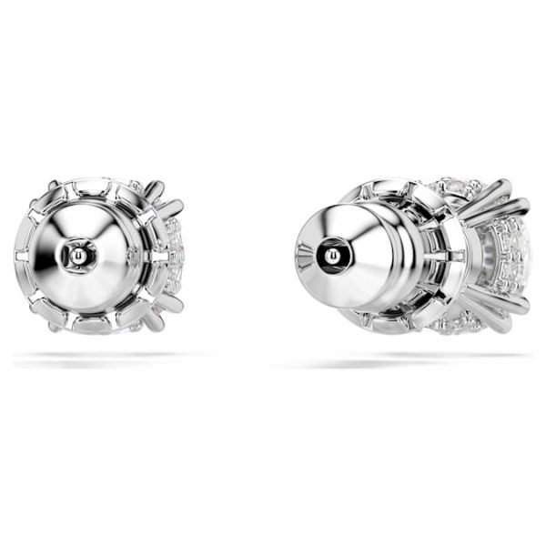 Stilla stud earrings Round cut, White, Rhodium plated - Image 5