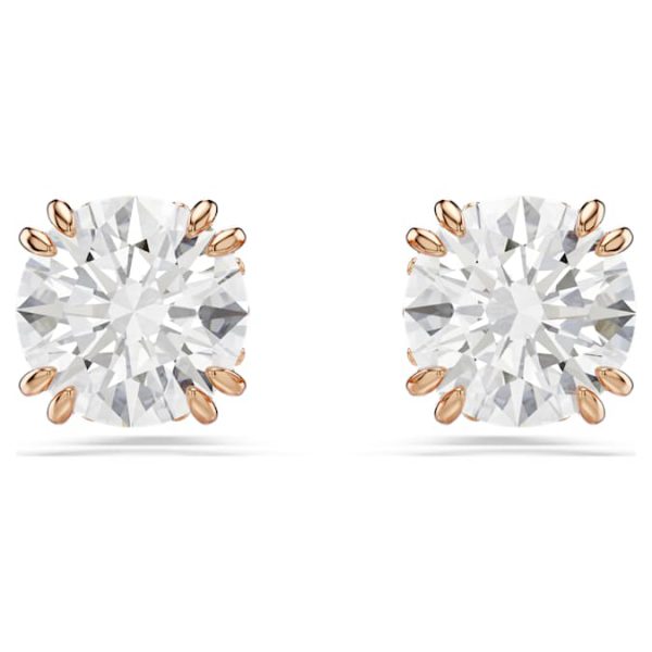 Stilla stud earrings Round cut, White, Rose gold-tone plated - Image 2
