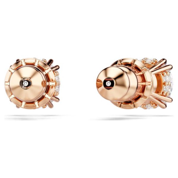 Stilla stud earrings Round cut, White, Rose gold-tone plated - Image 5