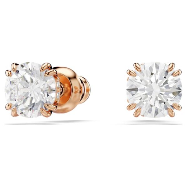 Stilla stud earrings Round cut, White, Rose gold-tone plated - Image 7