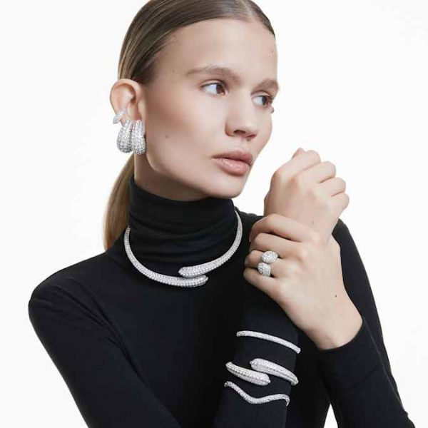 Sublima bangle Round cut, White, Rhodium plated - Image 6
