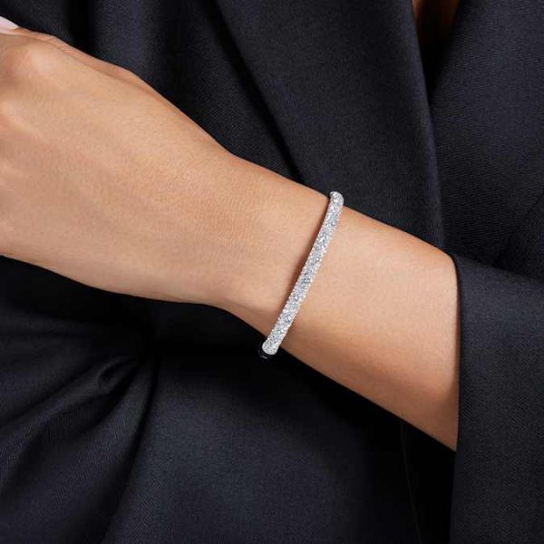 Sublima bangle Snow pavé, White, Rhodium plated - Image 6