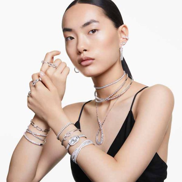 Sublima bangle Snow pavé, White, Rhodium plated - Image 7