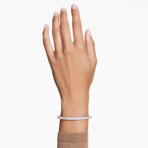 Sublima bangle Snow pavé, White, Rose gold-tone plated
