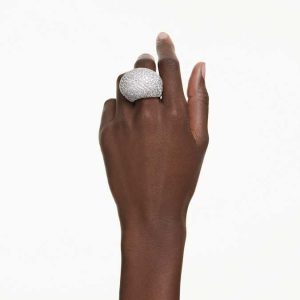 Sublima cocktail ring Large, White, Rhodium plated