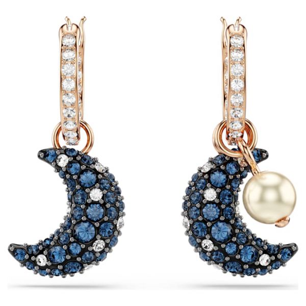Sublima drop earrings Crystal pearl, Asymmetrical design, Moon, Multicolored, Rose gold-tone plated - Image 3