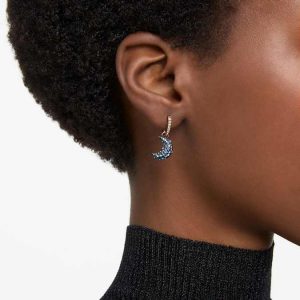 Sublima drop earrings Crystal pearl, Asymmetrical design, Moon, Multicolored, Rose gold-tone plated