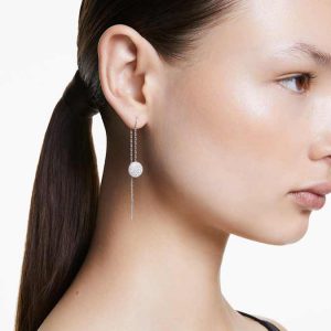 Sublima drop earrings White, Rhodium plated
