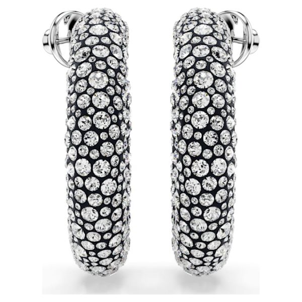 Sublima hoop earrings Mixed round cuts, White, Rhodium plated - Image 3