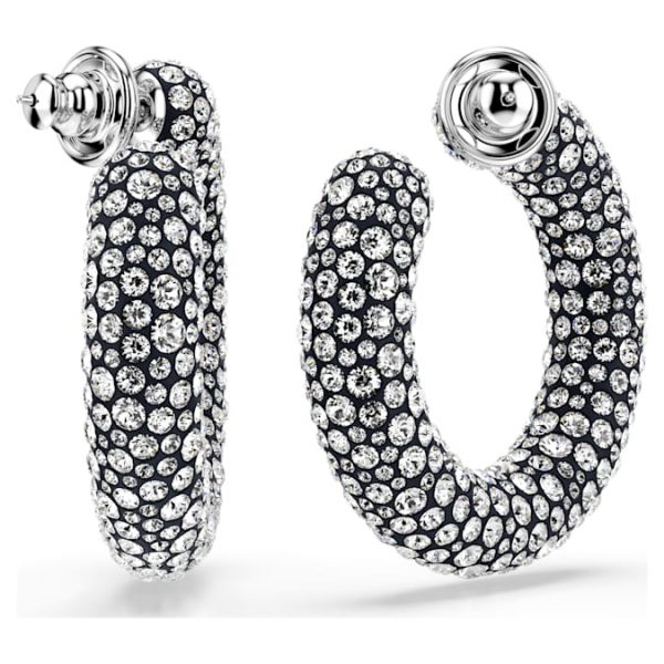 Sublima hoop earrings Mixed round cuts, White, Rhodium plated - Image 5