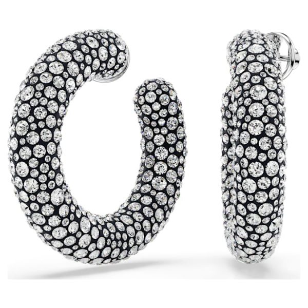 Sublima hoop earrings Mixed round cuts, White, Rhodium plated - Image 6