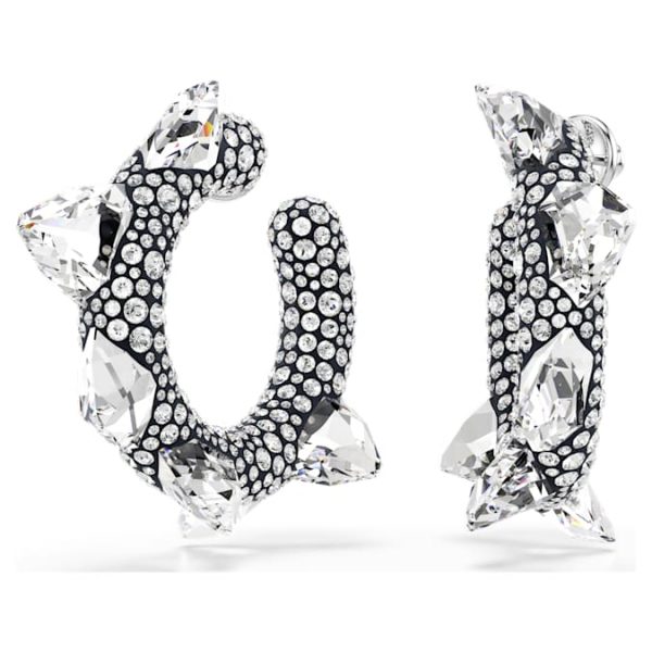 Sublima hoop earrings Spike, White, Rhodium plated - Image 2