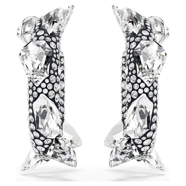 Sublima hoop earrings Spike, White, Rhodium plated - Image 3