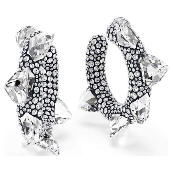 Sublima hoop earrings Spike, White, Rhodium plated - Image 4