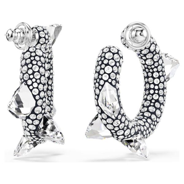 Sublima hoop earrings Spike, White, Rhodium plated - Image 5